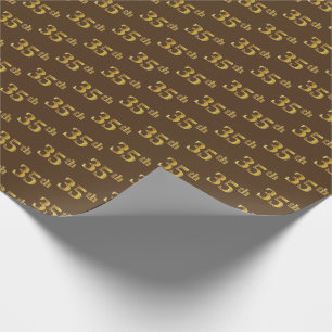 Brown, Faux Gold 35th (Thirty-Fifth) Event Wrapping Paper