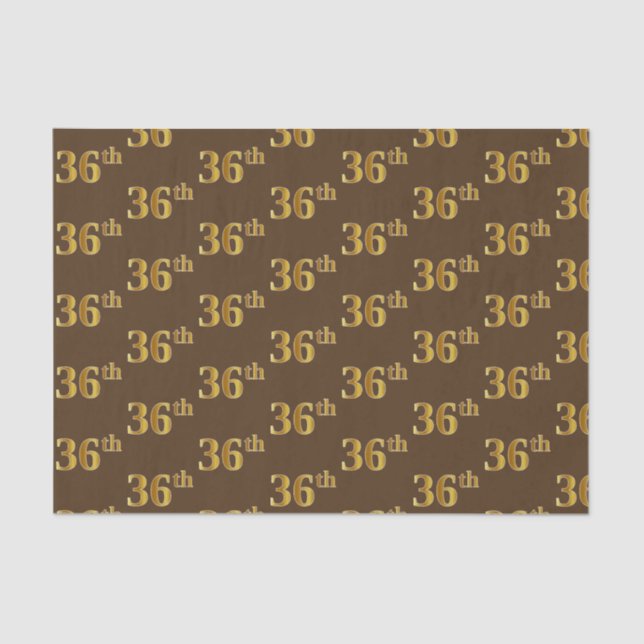 Brown, Faux Gold 36th (Thirty-Sixth) Event Tissue Paper (Front)