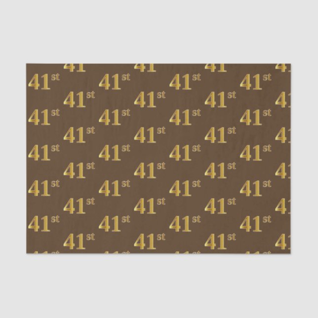 Brown, Faux Gold 41st (Forty-First) Event Tissue Paper (Front)