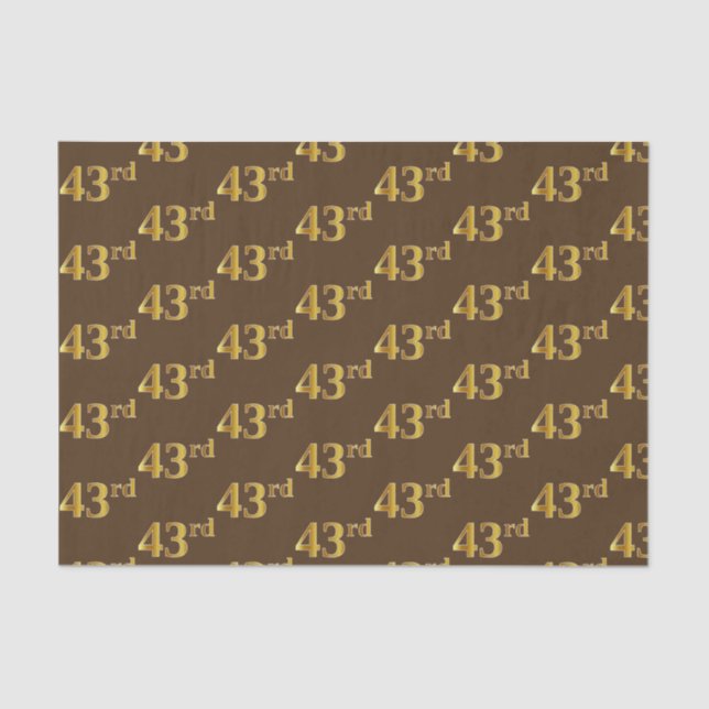 Brown, Faux Gold 43rd (Forty-Third) Event Tissue Paper (Front)
