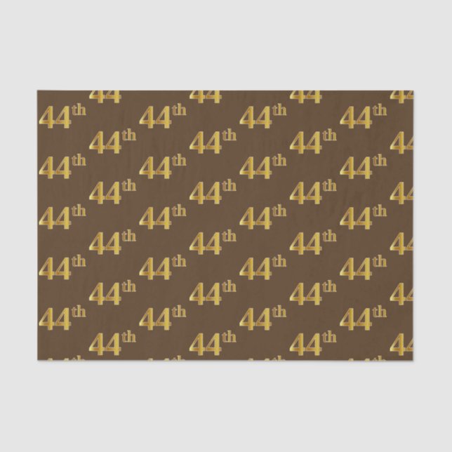 Brown, Faux Gold 44th (Forty-Fourth) Event Tissue Paper (Front)