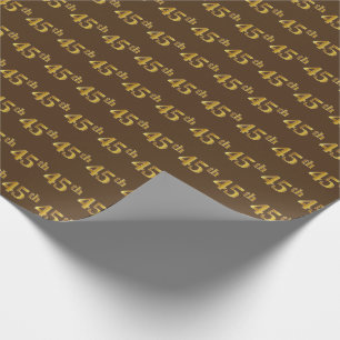 Brown, Faux Gold 45th (Forty-Fifth) Event Wrapping Paper