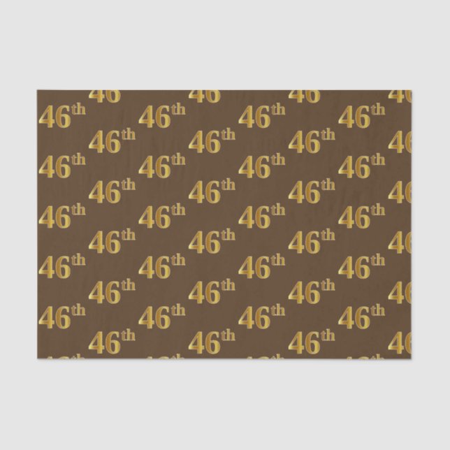 Brown, Faux Gold 46th (Forty-Sixth) Event Tissue Paper (Front)