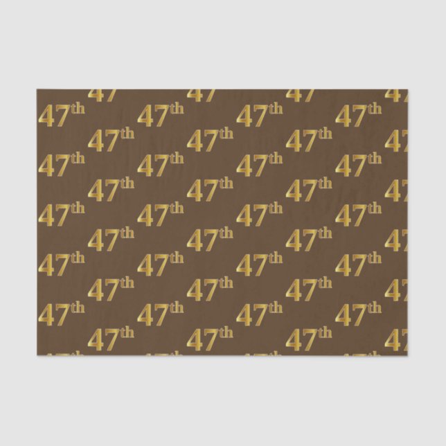 Brown, Faux Gold 47th (Forty-Seventh) Event Tissue Paper (Front)