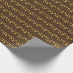 Brown, Faux Gold 55th (Fifty-Fifth) Event Wrapping Paper