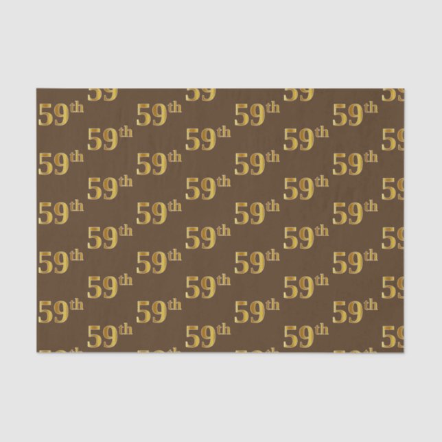 Brown, Faux Gold 59th (Fifty-Ninth) Event Tissue Paper (Front)