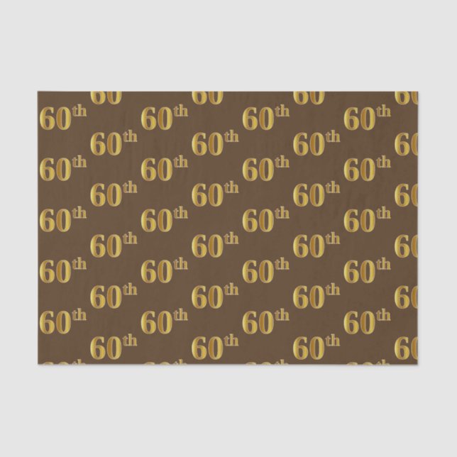 Brown, Faux Gold 60th (Sixtieth) Event Tissue Paper (Front)