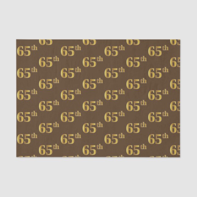Brown, Faux Gold 65th (Sixty-Fifth) Event Tissue Paper (Front)