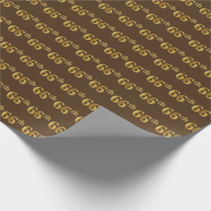 Brown, Faux Gold 66th (Sixty-Sixth) Event Wrapping Paper