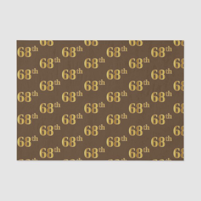 Brown, Faux Gold 68th (Sixty-Eighth) Event Tissue Paper (Front)