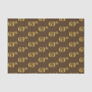 Brown, Faux Gold 69th (Sixty-Ninth) Event Tissue Paper
