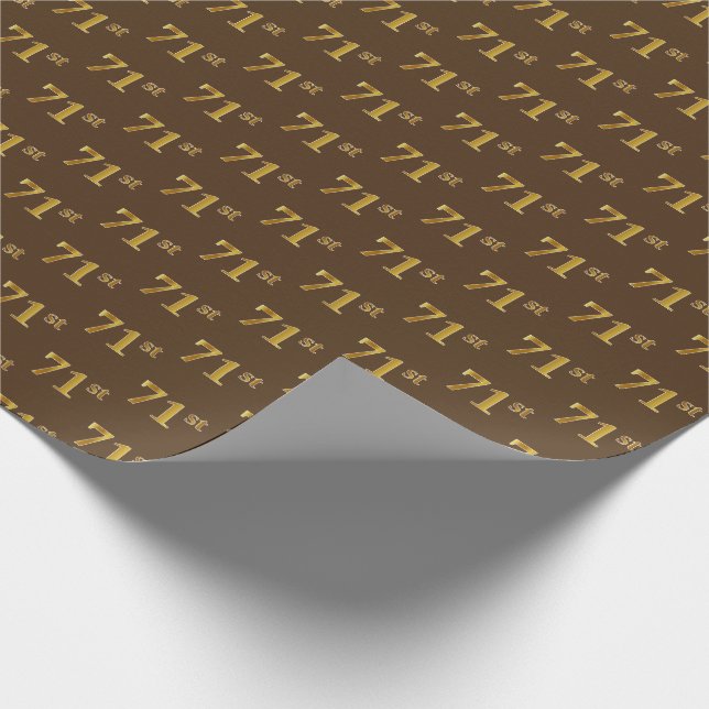 Brown, Faux Gold 71st (Seventy-First) Event Wrapping Paper (Corner)