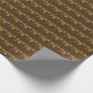 Brown, Faux Gold 76th (Seventy-Sixth) Event Wrapping Paper