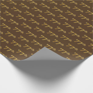 Brown, Faux Gold 77th (Seventy-Seventh) Event Wrapping Paper