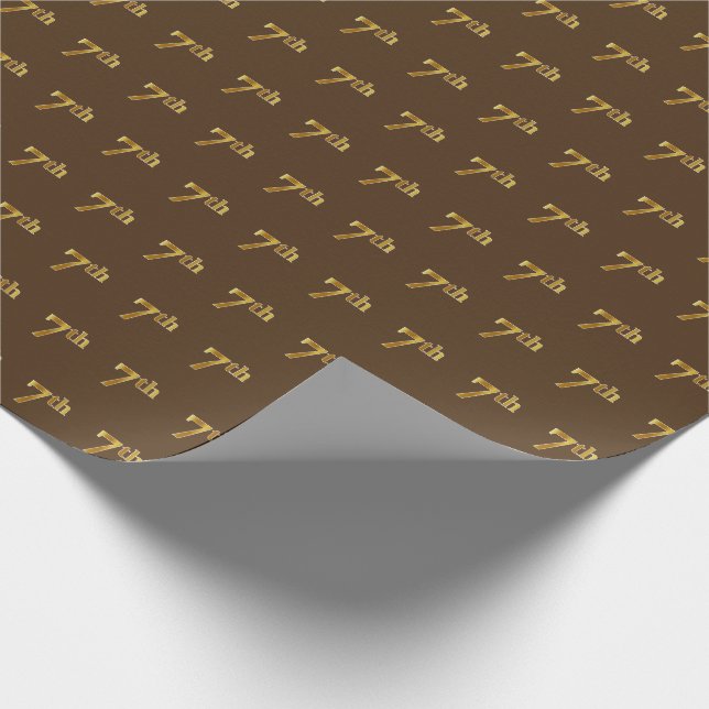 Brown, Faux Gold 7th (Seventh) Event Wrapping Paper (Corner)