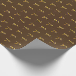 Brown, Faux Gold 7th (Seventh) Event Wrapping Paper