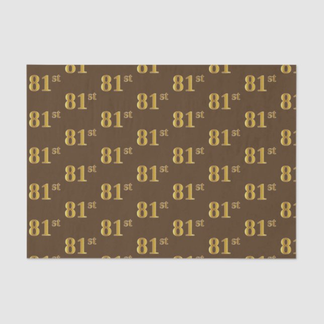 Brown, Faux Gold 81st (Eighty-First) Event Tissue Paper (Front)
