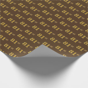 Brown, Faux Gold 81st (Eighty-First) Event Wrapping Paper