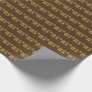 Brown, Faux Gold 85th (Eighty-Fifth) Event Wrapping Paper