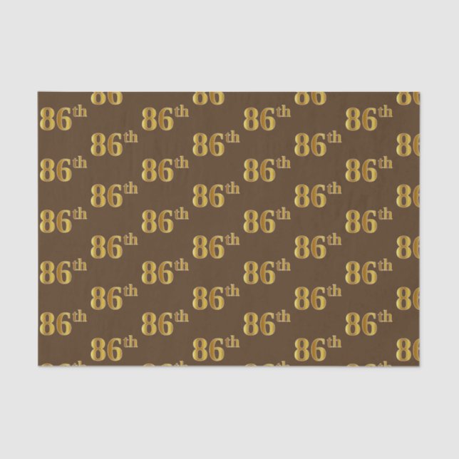 Brown, Faux Gold 86th (Eighty-Sixth) Event Tissue Paper (Front)