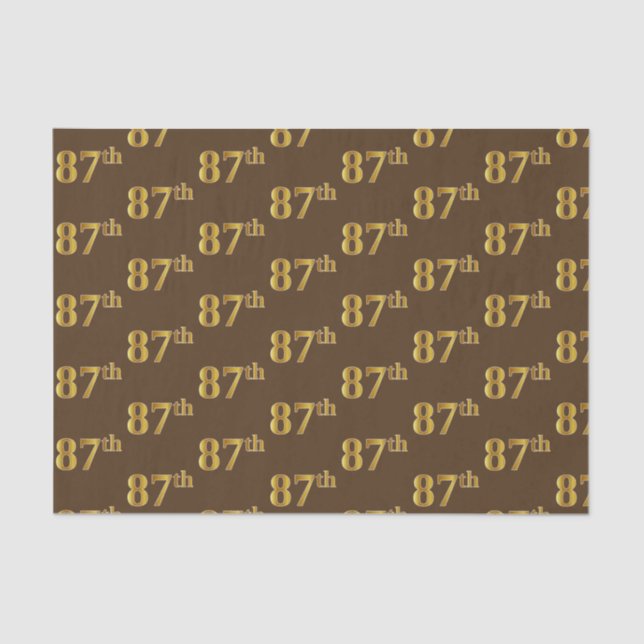 Brown, Faux Gold 87th (Eighty-Seventh) Event Tissue Paper (Front)