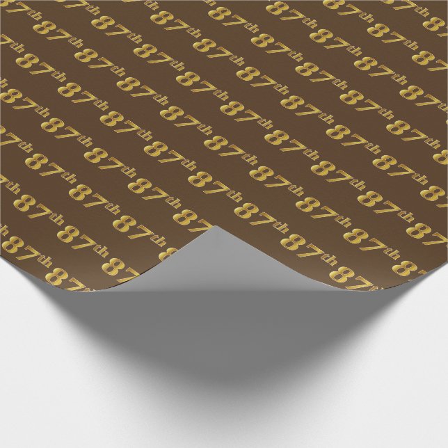 Brown, Faux Gold 87th (Eighty-Seventh) Event Wrapping Paper (Corner)