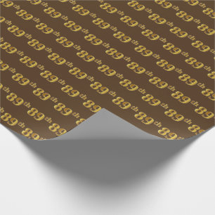 Brown, Faux Gold 89th (Eighty-Ninth) Event Wrapping Paper