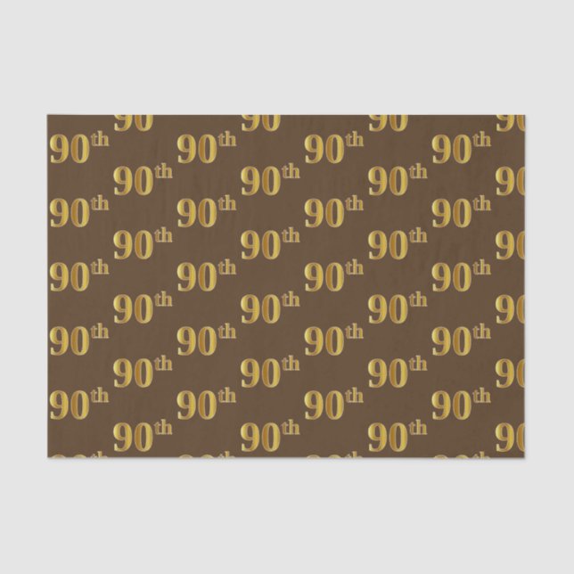Brown, Faux Gold 90th (Ninetieth) Event Tissue Paper