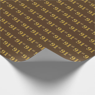 Brown, Faux Gold 91st (Ninety-First) Event Wrapping Paper