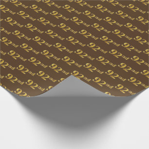 Brown, Faux Gold 92nd (Ninety-Second) Event Wrapping Paper