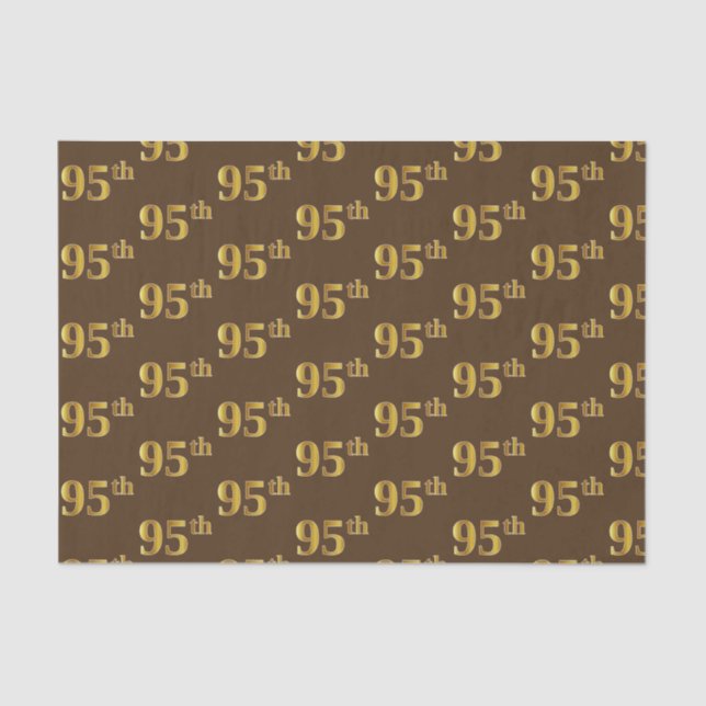 Brown, Faux Gold 95th (Ninety-Fifth) Event Tissue Paper (Front)