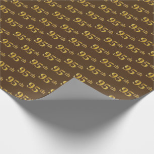 Brown, Faux Gold 95th (Ninety-Fifth) Event Wrapping Paper