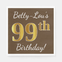 Brown, Faux Gold 99th Birthday + Custom Name