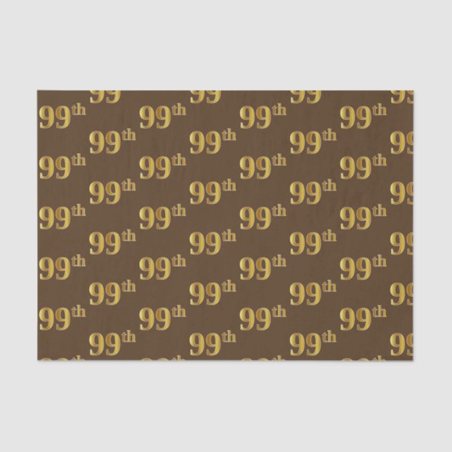 Brown, Faux Gold 99th (Ninety-Ninth) Event Tissue Paper (Front)
