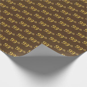 Brown, Faux Gold 99th (Ninety-Ninth) Event Wrapping Paper