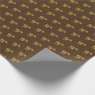 Brown, Faux Gold 9th (Ninth) Event Wrapping Paper