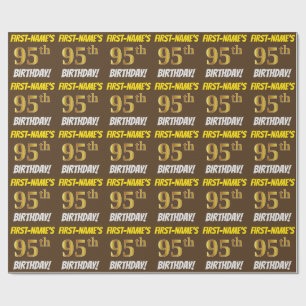 Brown, Faux/Imitation Gold, "95th BIRTHDAY" Wrapping Paper