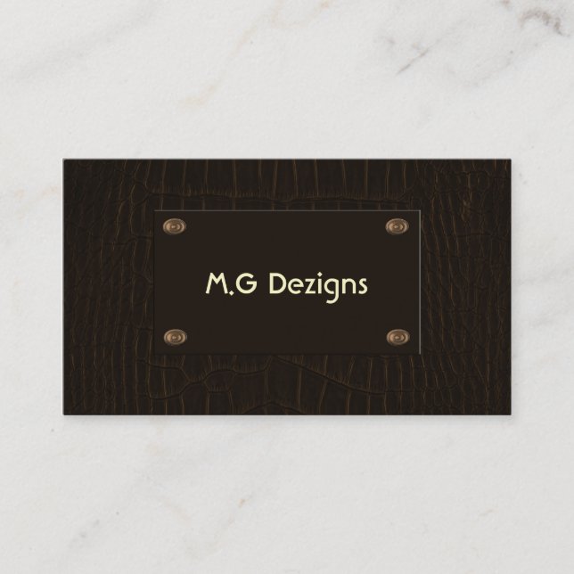 brown faux leather Business Cards (Front)