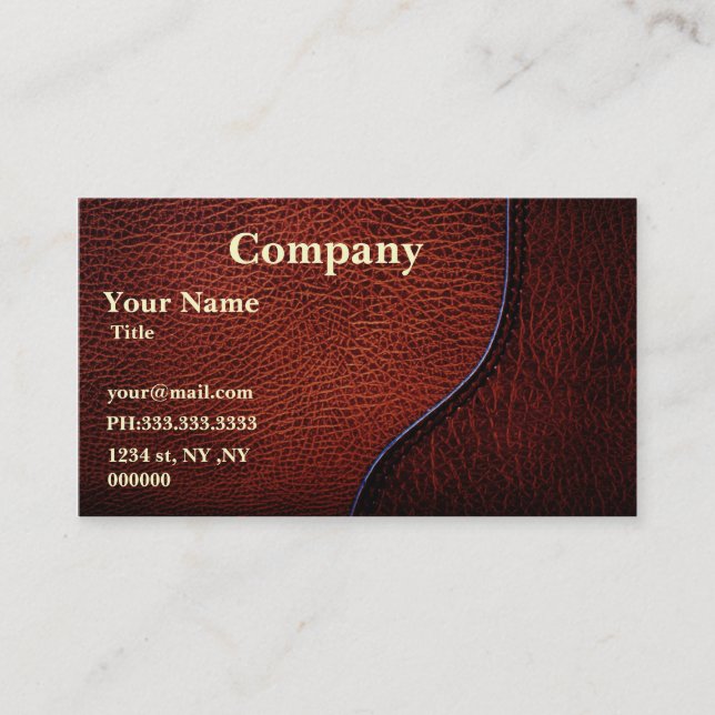 brown faux leather Business Cards (Front)