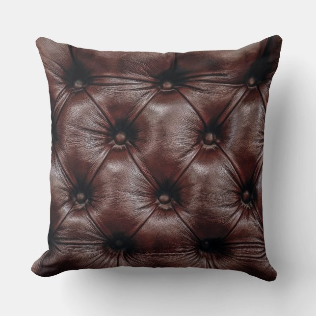 Brown Faux Leather & Buttons (Not Real Buttons) Cushion (Front)
