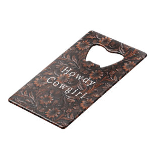 Brown Faux Leather Cowgirl Floral