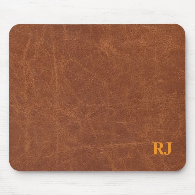 Brown Faux Leather Desk Mat – Stylish Office Acces Mouse Mat (Front)