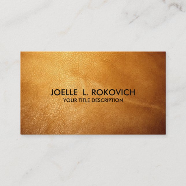 Brown Faux Leather Generic Business Card Template (Front)