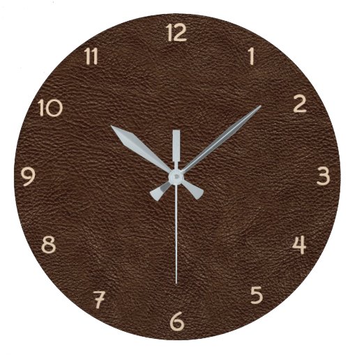 Image of Brown Faux Leather Large Clock