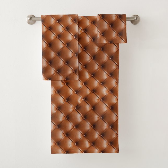 Brown Faux Leather (leather look) Bath Towel Set (Insitu)