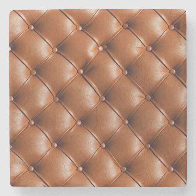 Brown Faux Leather (leather look) Stone Coaster (Front)