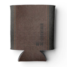 Brown Faux Leather Monogram Groomsman Gift