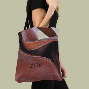 Brown faux Leather Personalised Tote Bag