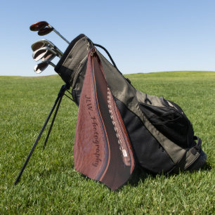 Brown Faux Leather Satin Zipper Personalised Golf Towel