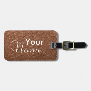 Brown Faux Leather Texture Luggage Tags